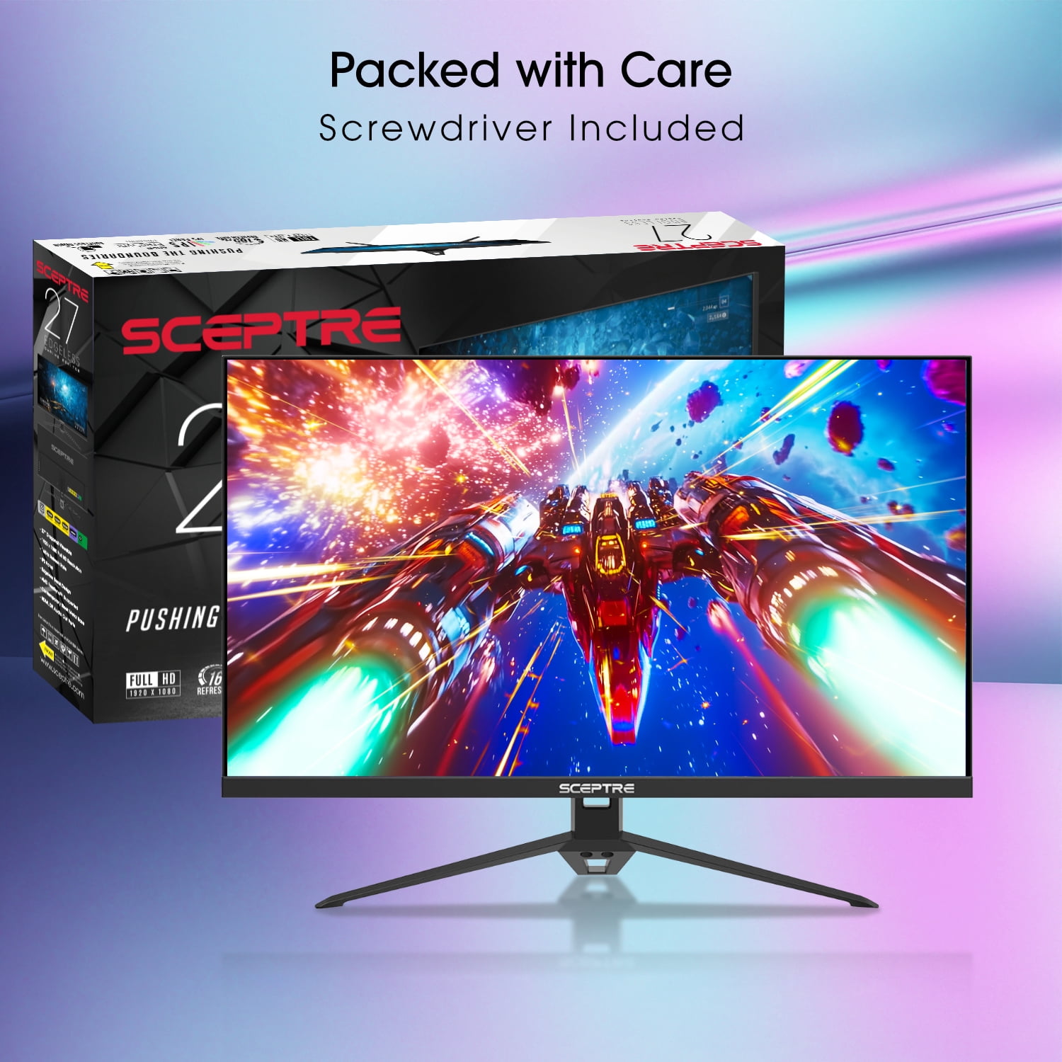 Sceptre New IPS 27-Inch Gaming Monitor 180Hz 1ms DP HDMI Build-in Speakers 2025 (E275B-FPT165.A1)