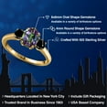 thumbnail image 2 of Gem Stone King 2.12 Ct Oval Green Mystic Topaz Black Diamond 18K Yellow Gold Plated Silver Ring, 2 of 6