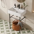 thumbnail image 2 of 24" White Rectangular Console Bathroom Sink with Overflow, 2 of 11