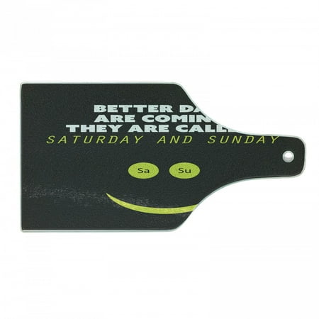 

Funny Cutting Board Humorous Words About Weekend Saturday and Sunday Fun Smile Face Decorative Tempered Glass Cutting and Serving Board in 3 Sizes by Ambesonne