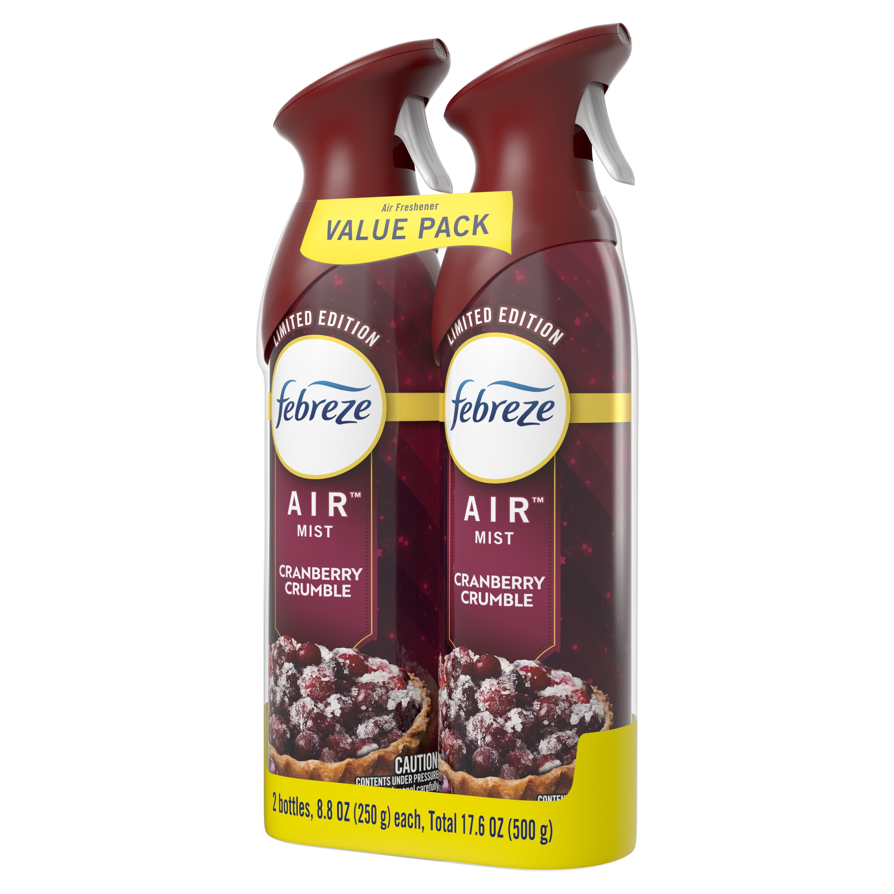 Febreze Air Mist, Odor-Fighting Air Freshener, Cranberry Crumble, 8.8 oz. Aerosol, Pack of 2
