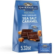 GHIRARDELLI Dark Chocolate Candy SQUARES with Sea Salt Caramel Filling, 5.32 oz Bag