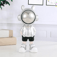 thumbnail image 3 of Bonita decoración de astronauta plateada. Astronautas geniales con trajes modernos y manos en los bolsillos. Esculturas de astronautas. Decoración para el hogar. Regalo., 3 of 6