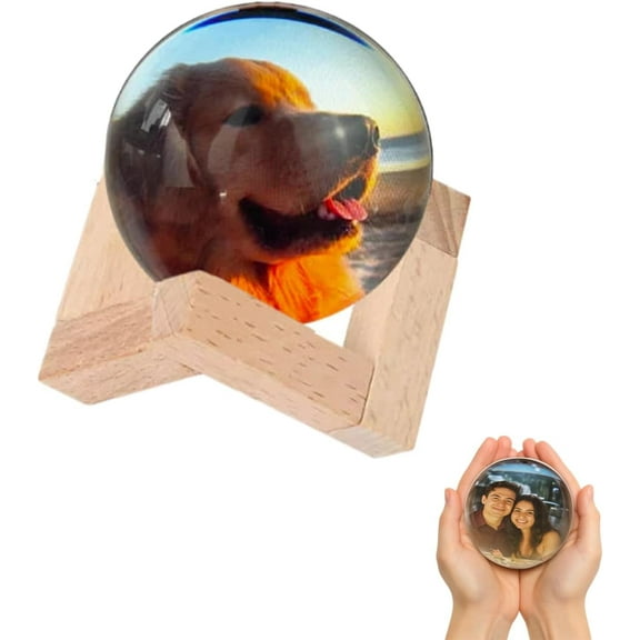 Memory Sphere Lamp - Personalized 3D Video Crystal Ball,Ultrasound Baby Heartbeat, Or Family Moments Keepsake USB Rechargeable Led Glass Memory Sphere Gift