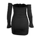 thumbnail image 5 of Vestido cruzado de manga larga para mujer: frente plisado, tirantes y mangas acampanadas, corte regular informal, 5 of 7
