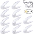 thumbnail image 1 of 10 Pieces Adjustable Shoe Racks, Shoe Stacker / Shoe Holder Set, 3 Height Adjustable, Space-Saving, Non-Slip, Plastic White, 1 of 7