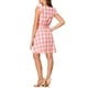 thumbnail image 3 of INSPIRE CHIC Vestido Mini de Cuadros con Cuello en V, Mangas con Volantes y Cinturón para Mujeres XL Rosa, 3 of 7