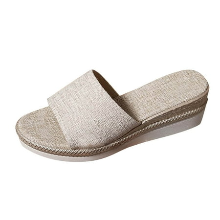 

Womens Sandals Wedge Slippers Platform Slippers Thick Soles Fashionable Large Size Beach Slippers Women s Slippers Orthopedic Sandals for Women Summer Sandals for Women 2024(Color:White Size:US 8)