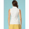 thumbnail image 3 of Camisas con botones para mujer, cuello de solapa, camisetas sin mangas de trabajo informales de verano blanco M, 3 of 5