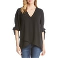 thumbnail image 2 of Karen Kane Womens Crossover Bow Sleeve Hi Low Pullover Blouse, Black, X-Small, 2 of 2