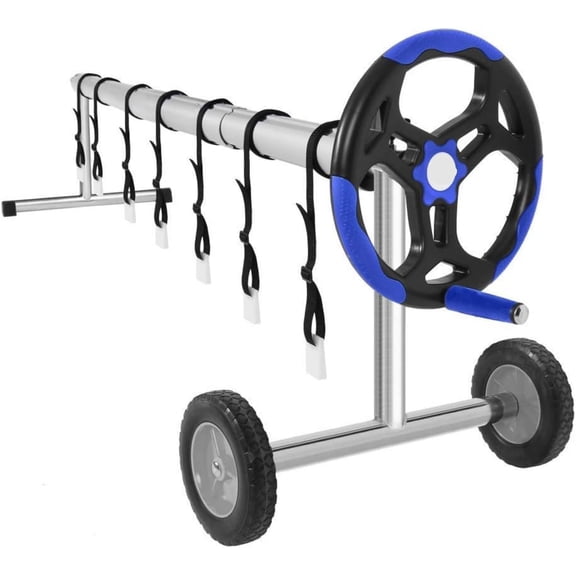 UBesGoo Pool Cover Reel Set 18 FT Solar Cover Reel for Inground/Outdoor Swimming Pool Well Made Aluminum Blanket Reel Solar Cover Roller Blue