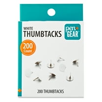 Pen + Gear White Steel Precision Crafted ThumbTack Thumbtacks 200 Count, Pins & Tacks