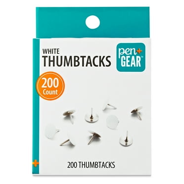 Pen + Gear White Steel Precision Crafted ThumbTack Thumbtacks 200 Count, Pins & Tacks