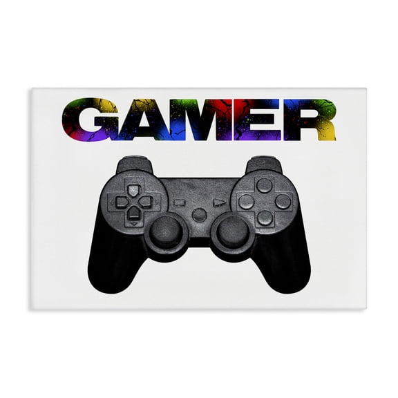 Stupell Industries Contemporary Gamer with Rainbow Splatter Canvas Art, 24 x 16, by Marcus Prime