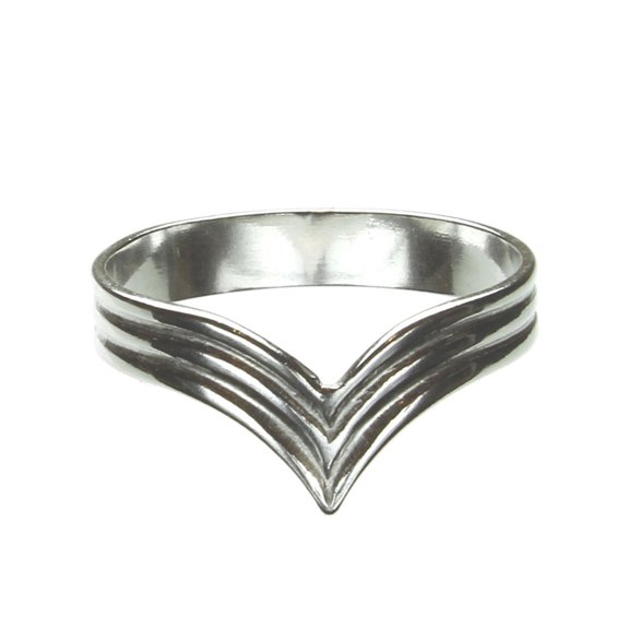 Sterling Silver V Triple Band Chevron Ring 8mm Italy Italian Size 6.75
