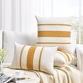 thumbnail image 4 of Fancy Homi 2 Pcs Mustard Yellow Farmhouse Decorative Throw Pillow Covers 20x20 inch for Couch Bed Chair Indoors, Vintage Country Rustic Retro Room Decor, Soft Thick Cotton Handmade Woven Cushion Case, 4 of 7