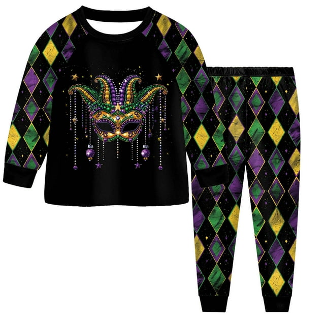 2 Piece Pyjamas Set For Boys And Girls T Shirt And Pants Outfit For Kids Carnival Party