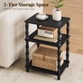 thumbnail image 4 of Small Side Table with 3-Tier Shelf, Wood End Table for Living Room Bedroom, Narrow Nightstand for Small Spaces, Black, 4 of 8