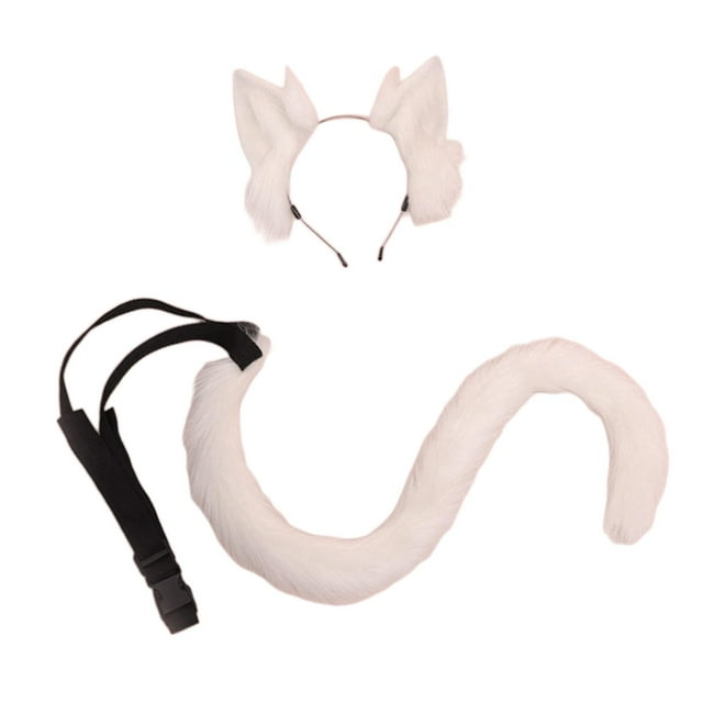 2 uds de peluche aro de pelo de piel sintética cola larga para Anime Cosplay vestido de lujo Rosa Yuyangstore Traje de juego de cosplay