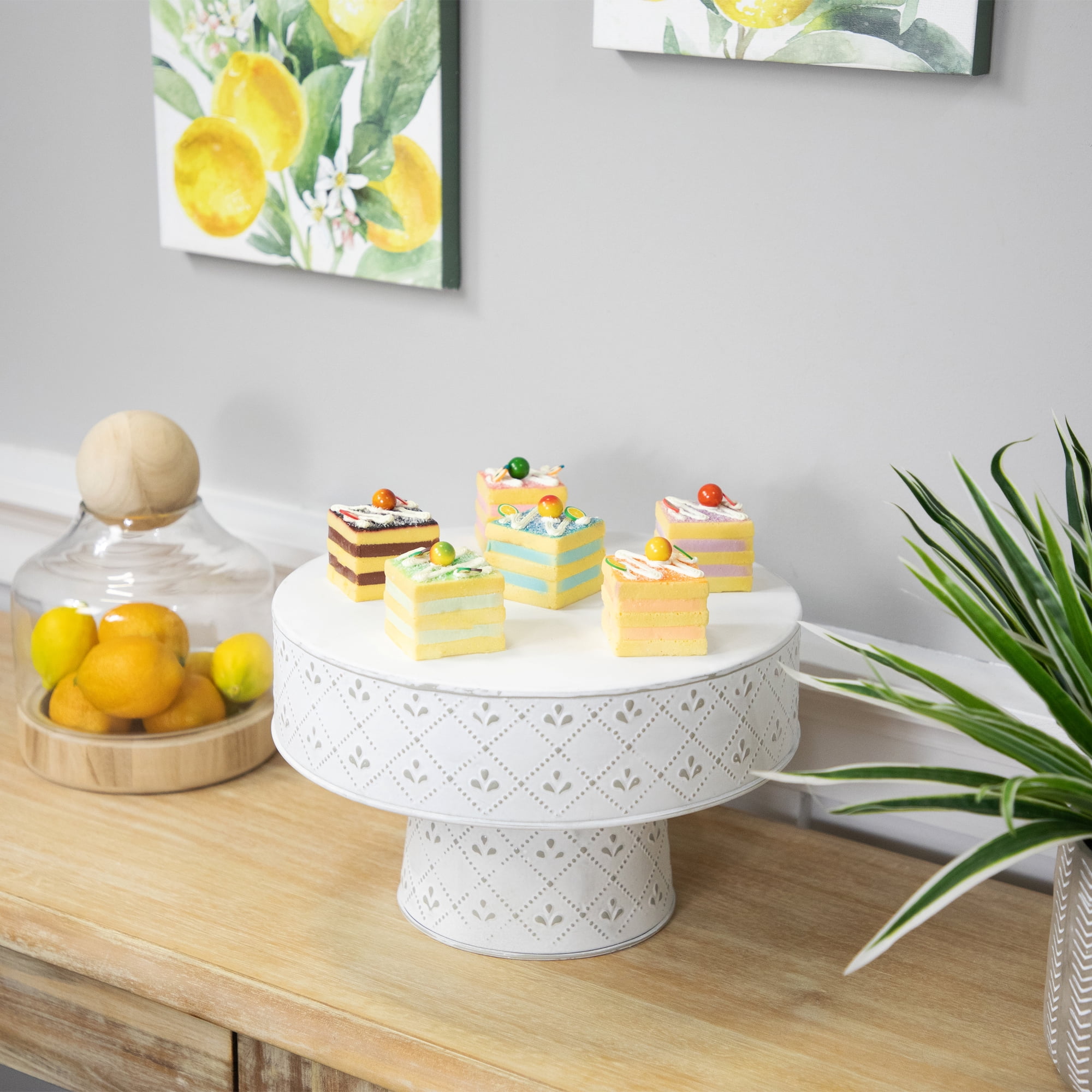 Northlight Embossed Round Iron Cake Stand - 11.75" - White