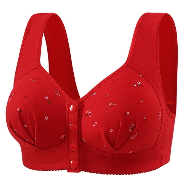 WZXFASHION Bras For Women Sexy Wireless Solid Color Underwear Adjustable Breathable Comfort Support Anti Drop Bra Bra Red D