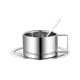 thumbnail image 2 of Juego de tazas de café de acero inoxidable - 304 tazas aislantes de doble pared para oficina, té y bebidas calientes, 13,6 cm, plata (set de 3 piezas), 2 of 6