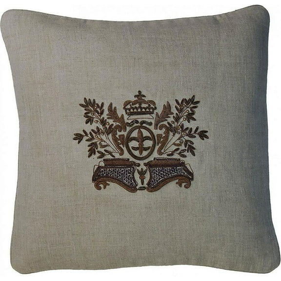 Pillow Throw Zardozi Embroidery 18x18 Linen Down Feather Insert Handmade