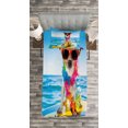 thumbnail image 3 of Ambesonne Ride the Wave Quilted Bedspread Set 2 Pcs, Dog in the Ocean, Twin Size, Blue Yellow, 3 of 3