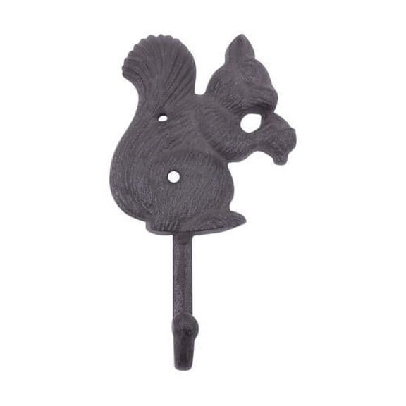 Handcrafted Model Ships k-9058-sq-cast-iron 7 x 2 x 4.5 in. Cast Iron Squirrel with Acorn Decorative Metal Wall Hooks