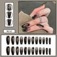 thumbnail image 3 of Deluxe 3D Press-On Nails Artistic Shiny Fake Nails UV Gel Press-On, Easy to Wear For Women's Decoration (French Dark), 3 of 8