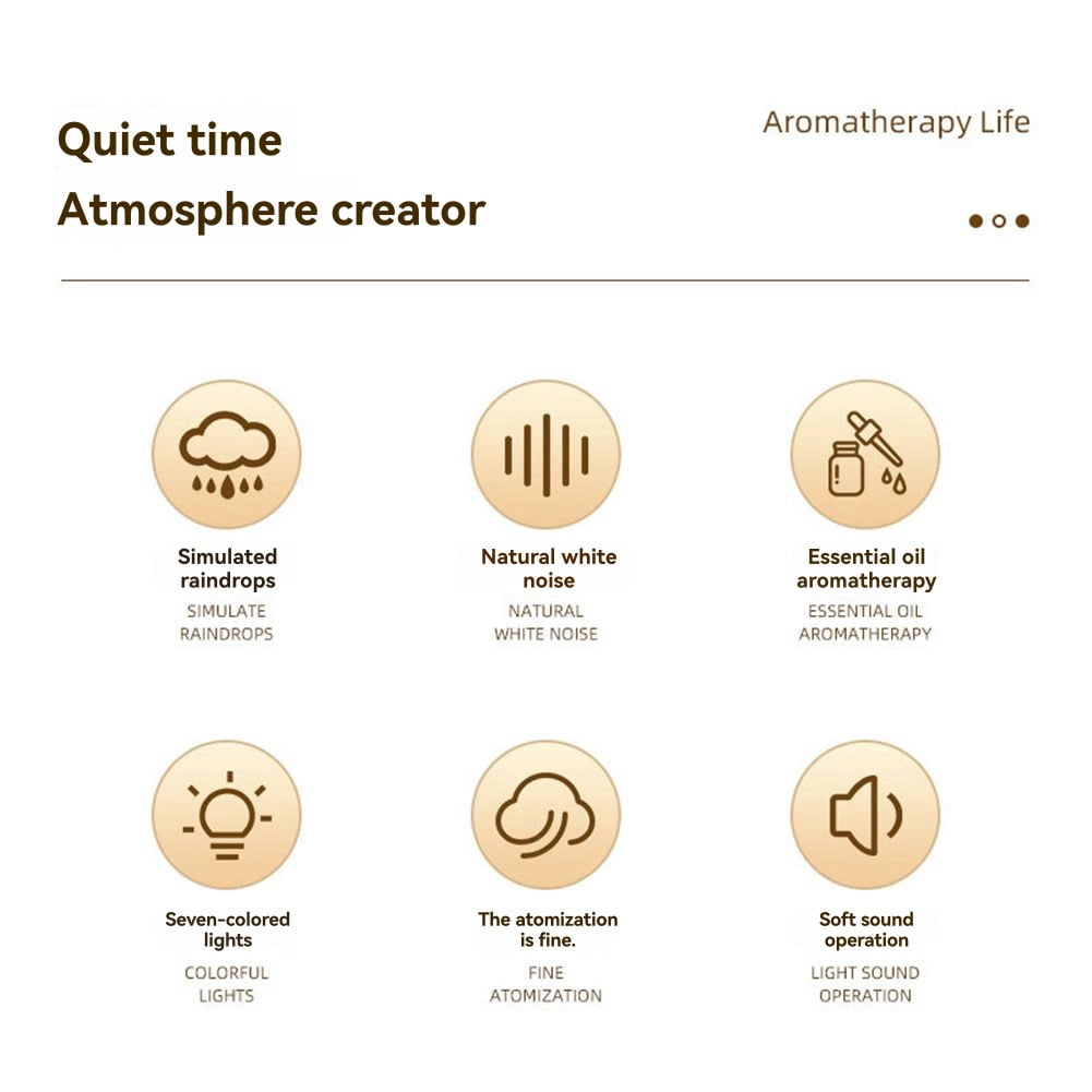 Aroma Humidifier Raindrop Air Humidifier Light White Noise Essential Oil Diffuser Ultrasonic Fragrance Diffuser US Plug