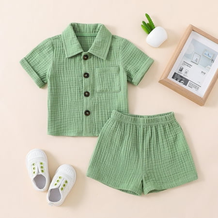 

Hirigin Kids Boys Shorts Set Elastic Waist Shorts with Short Sleeve Shirt