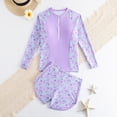 thumbnail image 2 of TOWED22 Girls 2 Pieces Rash Guard Swimsuit Long Sleeve Tankini for 4-10 Years Purple,10-11 Y, 2 of 7