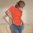 thumbnail image 3 of Bingfone Salmon Fish Meat Pattern Women's Round Neck Bodysuit, Tight Snap Button Short Sleeve Bodysuit, Suitable for Party, Sports, Daily Wear-XX-Large, 3 of 7