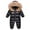 Black, variant on XIMIN Baby Boys Girls Down Snowsuit Metallic Shiny One Piece Hooded Puffer Jumpsuit Toddler Thick Snow Down Winter Hooded Toddler Warm Rompers Ski Suit