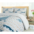 thumbnail image 5 of Nautical Duvet Cover Sets, Wave Pattern Marine Elements Octopus Crab Starfish Whale Art, Bedding Set with 2 Duvet Covers & 4 Pillowcases, 2 Pack Cal King Size, Beige Blue White, by Ambesonne, 5 of 7