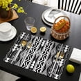 thumbnail image 4 of Black and White Geometric Boho Pattern Summer Placemats Table Placemats Set Of 4-Linen Kitchen Washable Placemats Table Mats 11.8"x17.7"Non-Slip Heat Resistant, 4 of 6