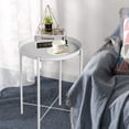 thumbnail image 1 of Mesa Lateral FurnitureR Mesa de Centro Blanca con Bandeja Auxiliar Metal Moderno, 1 of 6