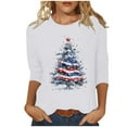thumbnail image 2 of HOMBOM Womens Graphic Tops White Crewneck Loose 3/4 Sleeve Christmas Snowflakes Shirts for Women Xmas, 2 of 5