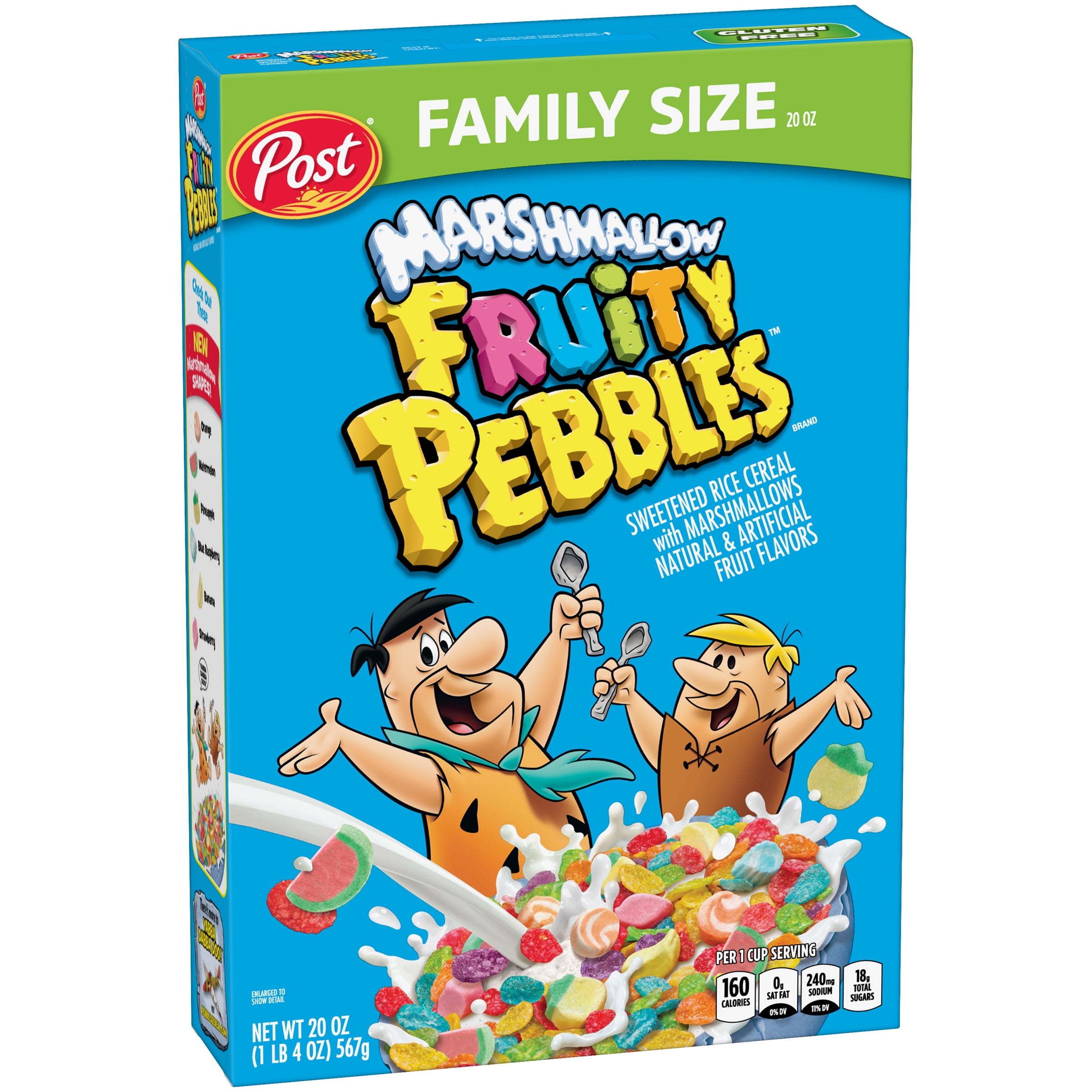 Post Fruity PEBBLES with Marshmallows Breakfast Cereal, Gluten Free, Breakfast Snacks, 20 oz