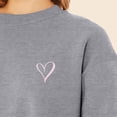 thumbnail image 5 of Dalix Heart Embroidered Fleece Relaxed Boxy Fit Long Sleeve Crewneck Sweatshirt Womens in Heather Gray L Large, 5 of 5