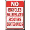 NO BICYCLES ROLLERBLADES SCOOTERS SKATEBOARDS HEAVY-DUTY REFLECTIVE SIGN, 12 IN. X 18 IN.