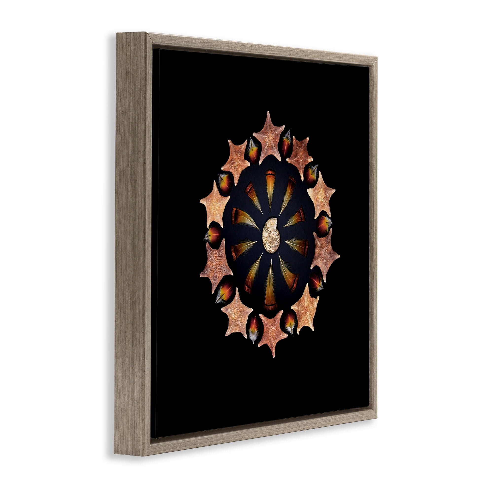 Stupell Industries Nautical Nature Arrangement Brown Framed Floater Canvas Wall Art, design by Beth Adoette