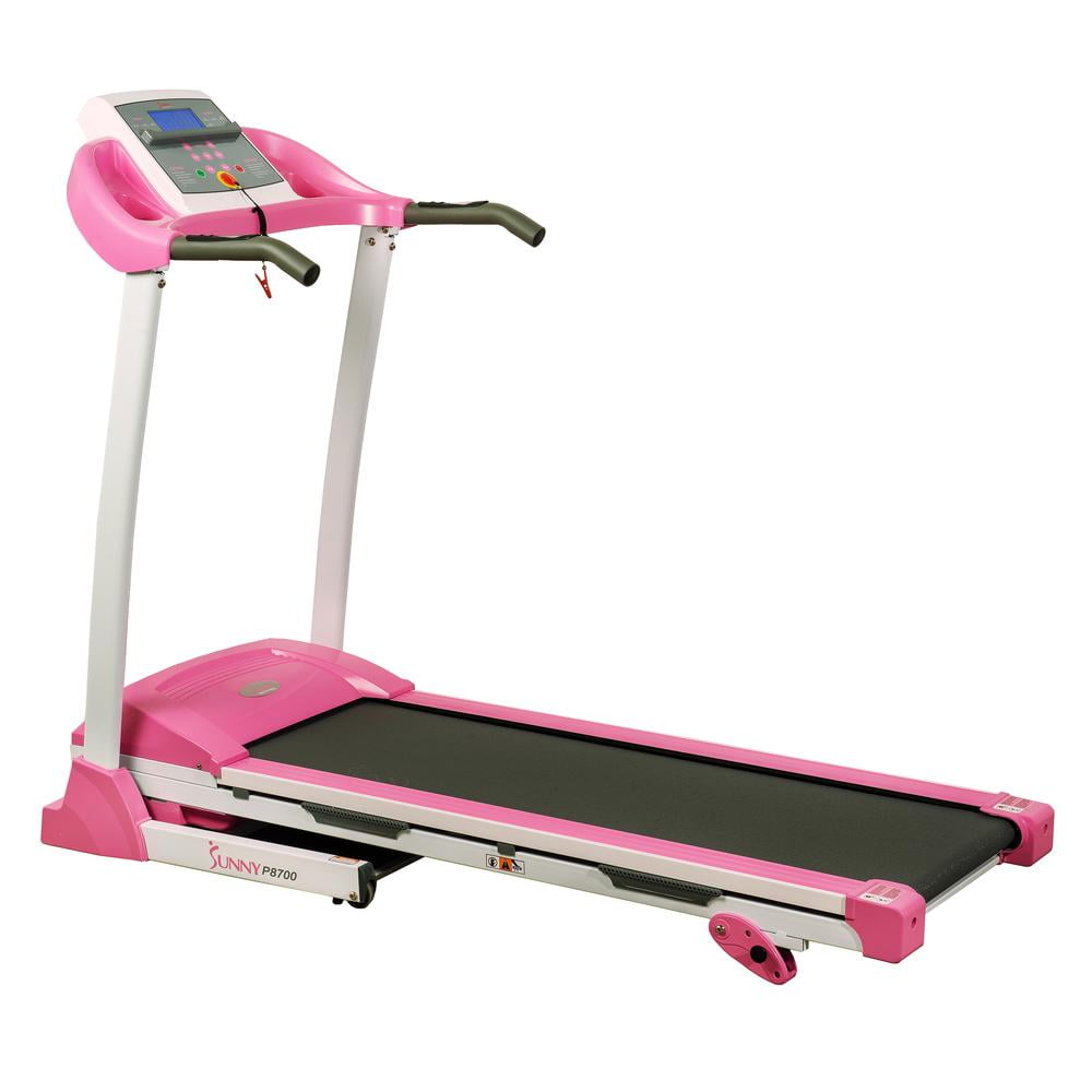 Sunny Health Fitness Treadmill with Manual Incline Pulse Sensors Folding LCD Monitor for Exercise Pink P8700 Walmart