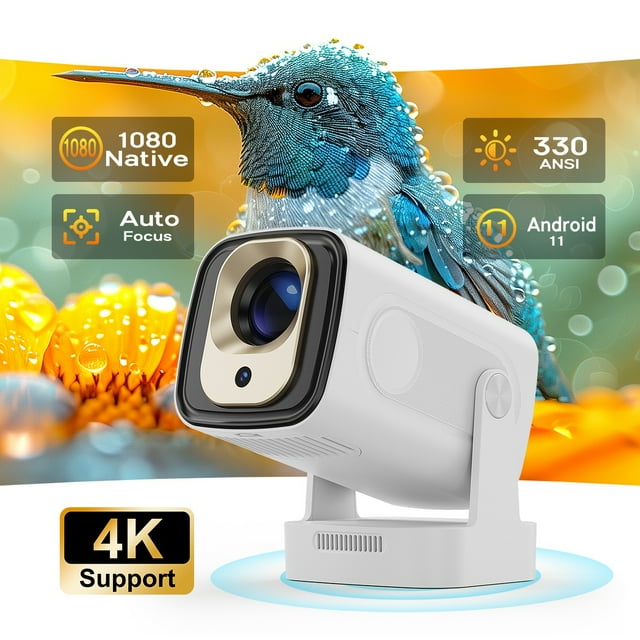 Magcubic HY310 Mini Proyector, Resolución Nativa 1080P y Soporte 4K, 330 ANSI, Enfoque Automático con Bocina de 5W, WiFi y Bluetooth, Control por Voz, Proyector Portátil para Cine al Aire Libre
