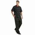 thumbnail image 4 of Toptie Unisex Short Sleeve Cooking Chef Coat Jacket with Adjustable Hat-black red-3XL, 4 of 5