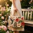 thumbnail image 4 of Hummingbird Tote Bag with Floral Pattern, Embroidered Style Polyester Shoulder Handbag, Lightweight Shopping and Commuter Purse for Women, 4 of 5