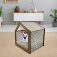 thumbnail image 3 of Leaves Pet House, Monochrome Abstract Nature Flourish Flowers Swirls and Curved Motifs Vintage, Outdoor & Indoor Portable Dog Kennel with Pillow and Cover, 5 Sizes, Cream Dark Taupe, by Ambesonne, 3 of 5