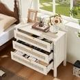 thumbnail image 6 of LEYAOYAO 31.5"W White 3-Drawer Nightstand Set of 2, Boho Rattan Bedside Table, End Table for Bedroom Entryway Living Room, 6 of 7