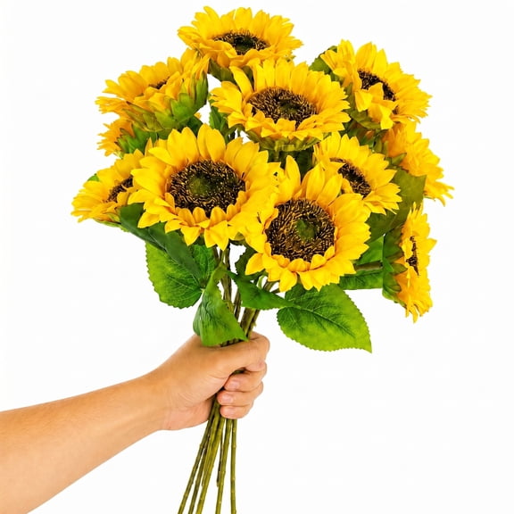Artificial Sunflower Fake Silk Sunflowers Long Stem Sunflower Decor for Wedding Birthday Party Summer Outdoor Indoor Decor 12PCS